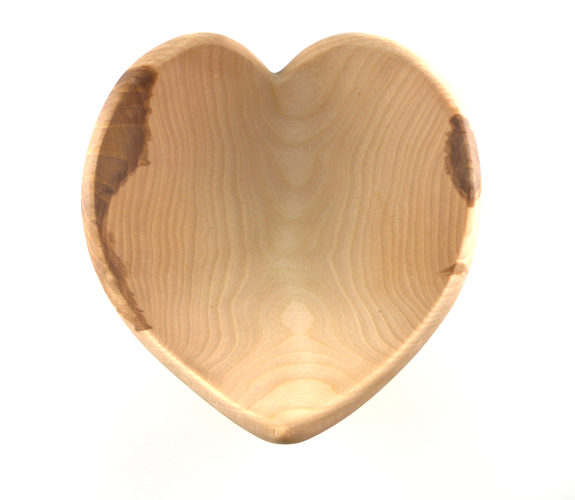 Wood Turned Bowls, 9" Heart Shaped  Alakan Birch